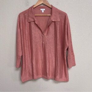 Garnet Hill linen knit Sweater in Rose Pink